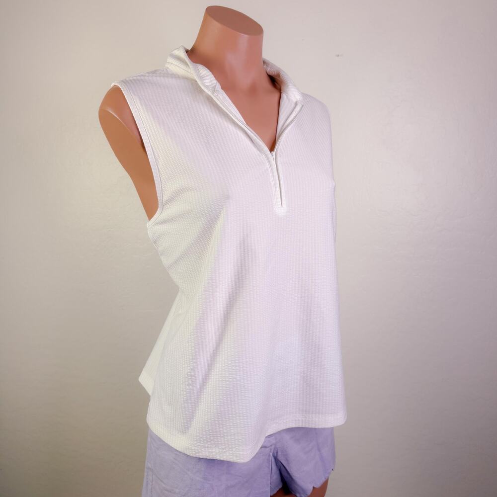 Sigrid Olsen Half Zip Golf Tennis Polo Shirt Top White Sporty Preppy size XL NWT